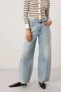 7 For All Mankind High Waist Bonnie Barrel Jeans Curvilinear Wide Leg 28 x 29.5 - Picture 1 of 8