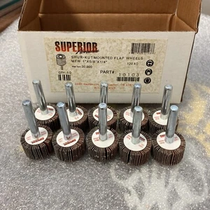 LOTE DE 10 Superior 10103 Rueda con solapa montada 1"" x 5/8"" x 1/4"" P120 AO - Imagen 1 de 10