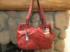 Tignanello Red Pebbled Leather Hand Bag  Silver trim Magnetic close New with Tag