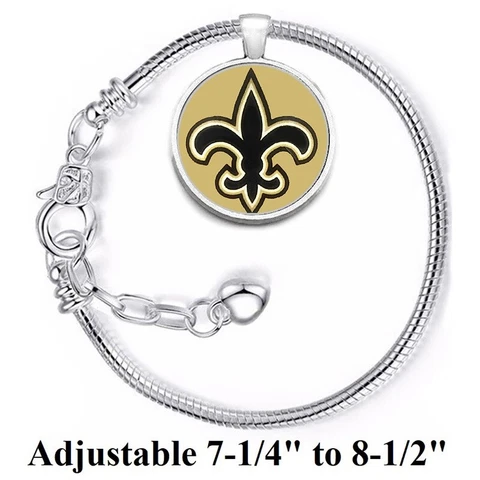 New Orleans Saints Silver Womens Link Bracelet w GiftPk D10 Cover