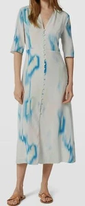 $550 Equipment Women's Blue Silk Balisa Button Down Midi Shirt Dress Size 10 - Picture 1 of 3