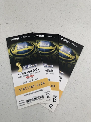 2015-16 Golden State Warriors v Bucks SEASON TICKET Win #26 73 Win Season RARE Cover