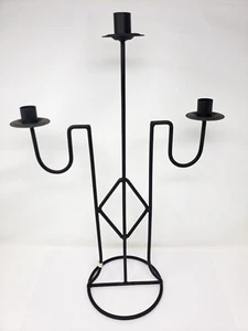 Indonesian/Balinese Handcrafted Wrought Iron Large Candle Holder Stand Geometric - Picture 1 of 5