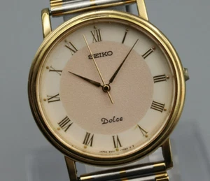 New Batt*Exc+5* Vintage SEIKO Dolce 8N41-7030 Quartz White Dial Round Mens Watch - Picture 1 of 12