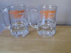 Vintage CALIFORNIA Brand Root Beer Schnapps Heavy Glass Beer Mug Set of 2 - Imagen 1 de 5