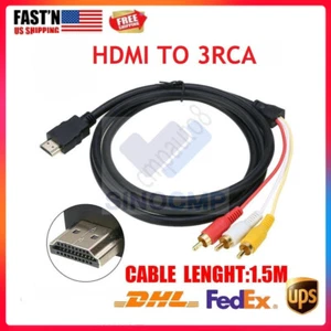 HDMI To RCA AV Adapter Converter Cable CVBS 3RCA 1080P Composite Video Audio - Picture 1 of 20