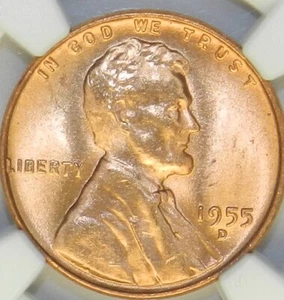 1955 D Lincoln Cent MS 66+ PLUS RD NGC / CAC BU Unc Red Wheat Penny [665] - Picture 1 of 4