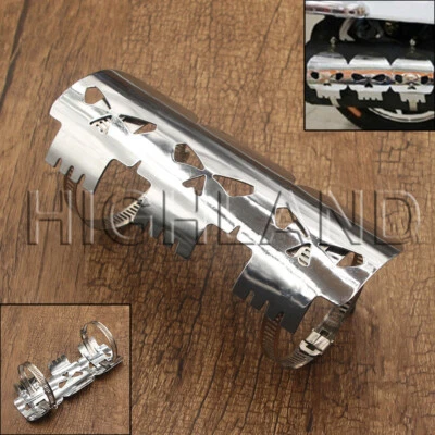 Silver Exhaust Muffler Pipe Heat Shield Cover Heel Guard Chopper Cruiser Custom - Image 1 of 4