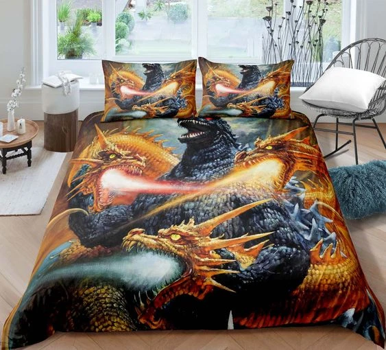 Printed Godzilla Dinosaur Full Bedding Duvet Covers Set (4pcs) - Image 1 of 1