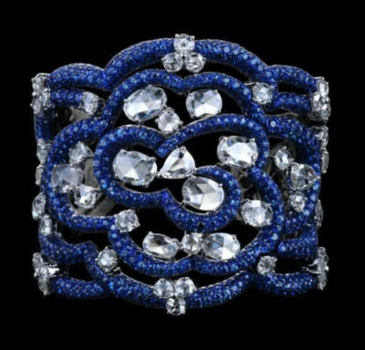 Pulsera estilo nubes azules ovaladas de plata de ley 925 maciza joyería fiesta para mujer  Foto 1 de 3