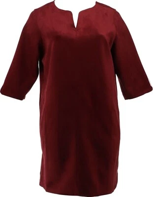 Isaac Mizrahi Faux Suede Dress Pockets Spiced Wine XL NWOT (562) - Image 1 of 4
