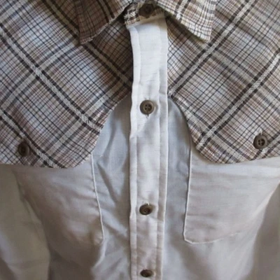 Small Vintage Men's Boho Western Shirt 70's Plaid Top Disco Cowboy H.I.S. button - Image 1 of 4