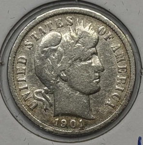1901-S 10c Barber Dime KEY DATE ** KBEXE0119 - Picture 1 of 3