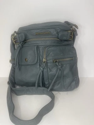 Bolso Bandolera Montana West Cartera Cuero Sintético Lavado Suave Multi Bolsillo Azul/Gris Foto 1 de 4