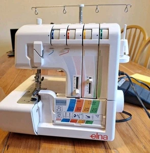 Elna 634 Overlock Serger Sewing Machine With Foot Pedal, Cards, Vinyl Cover, Etc - Picture 1 of 16