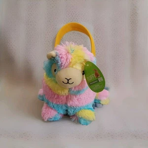 ✅Cesta de Pascua de felpa Llama con asa nueva con etiquetas multicolor pastel Happy Go esponjosa - Imagen 1 de 14