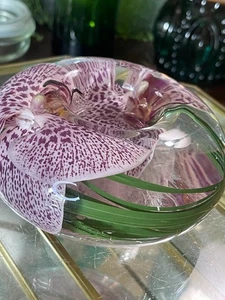 Emilio Robba Phalaenopsis Orchid Flower Tea Light Candle Holder Glass Resin - Picture 1 of 12