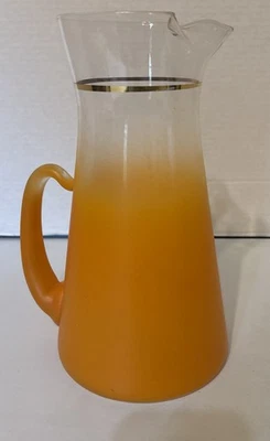 "Jarra de jugo/cóctel West Virginia Glass vintage MCM Blendo (naranja) 10""" Foto 1 de 4