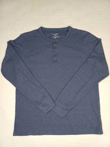 RHONE Shirt Mens Medium Navy Blue Henley Performance Casual Athleisure Snaps - Picture 1 of 15