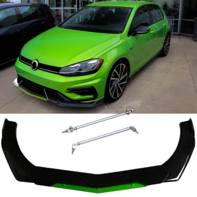 Divisor de labios para parachoques delantero de coche verde + varillas de puntal para Volkswagen Jetta GLT sedán Foto 1 de 4