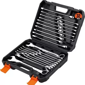 32-Piece Combination Wrench Set, SAE and Metric, 1/4"-1" & 7mm-22mm, 12 Point - Picture 1 of 6