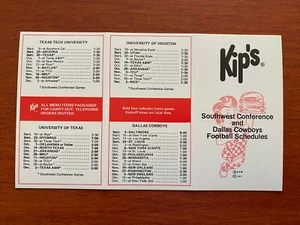 NFL 1978 DALLAS COWBOYS Football Schedule KIPS Kip's w/ SWC Texas Arkansas ++ - Picture 1 of 2