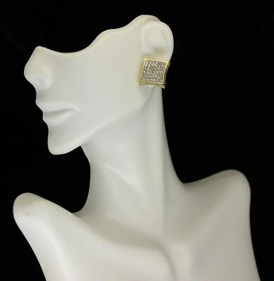 Pendiente mediano para hombre con forma de cometa de 15 mm enchapado en oro de 14 k HipHop tachuelas circonita cúbica  Foto 1 de 4