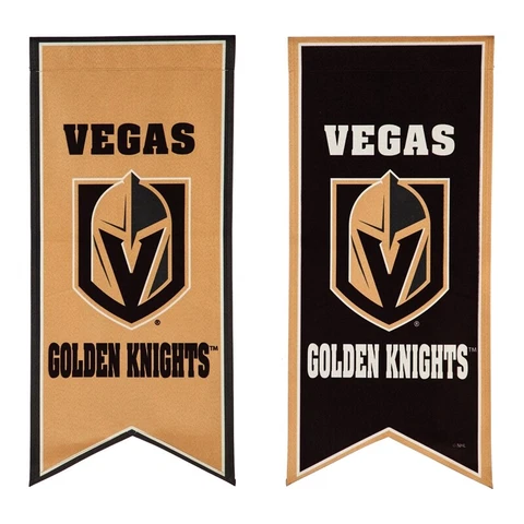 Las Vegas Golden Knights NHL Flag Banner 2 Sided 12.5 x 28 Gold Black Cover