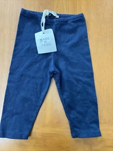 Babe & Tess (Italy) NWT Navy Blue Cotton Blend Knit Leggings-6 Months - Picture 1 of 7