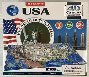 4D Cityscape Jigsaw Puzzle - USA History Over Time Puzzle - 3 Layers- 950 pc NEW - Picture 1 of 4