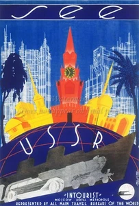 Soviet Travel Poster or Canvas Print "See USSR" Intourist - Picture 1 of 1