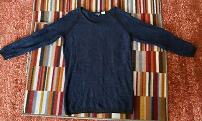 Suéter túnica suéter Yuka para mujer azul marino y negro manga larga talla T2 o grande Foto 1 de 4