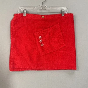 JOCKEY towel VINTAGE BATH KILT WRAP Terry Cloth Pocket Spa Robe Snowflake Red OS - Picture 1 of 10