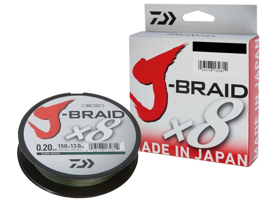 Daiwa J-Braid X8 300m Ligne Tressée Vert Foncé Fabriqué au Japon - Photo 1/1