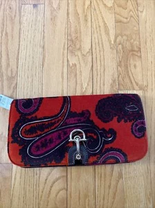 NWT Talbots Red Paisley Velvet Clutch Gold Bit Closure - Picture 1 of 4