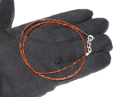 Collana In Argento Sterling 40" Con Filo Pietra Naturale Axinite Gomed Perle 2mm - Immagine 1 di 4