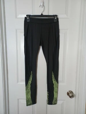 Kyodan Trendy Negro y Verde Lima Compresión Entrenamiento Leggings Talla P/S Foto 1 de 4