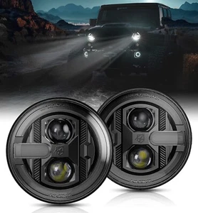 Faro redondo negro de 7 pulgadas haz alto/bajo DRL para Jeep Wrangler 97-18 JK TJ LJ - Imagen 1 de 8