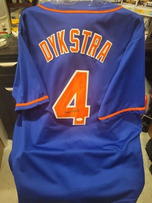 Camiseta deportiva personalizada azul firmada por Lenny Dykstra certificado de autenticidad JSA Nueva York en lugar de conocer "NAILS" Foto 1 de 3