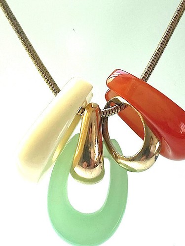 COLLANA "DIOR" MODERNISTA VERDE CREMA ARANCIONE OTTIME CONDIZIONI ANNI 70 GERMANIA ICONICA