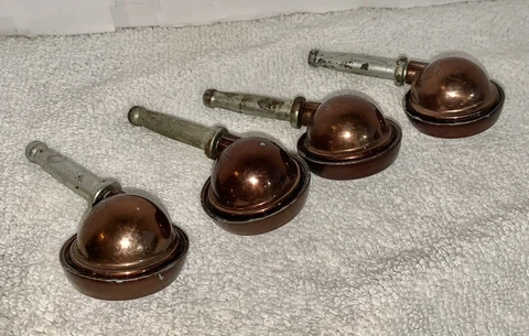 Set 4 Painted? Bronze Furniture Casters Vtg Mid Century Modern Made by Shepherd Cover
