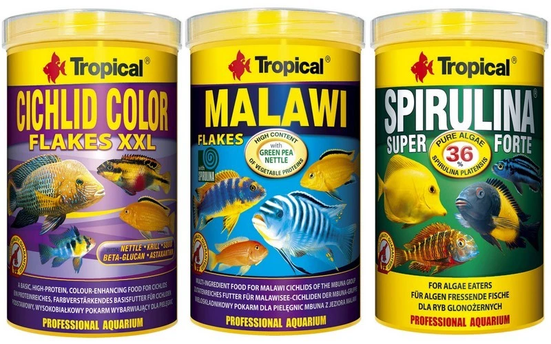 3 x 1000 ml Tropical Futter Cichlid Flocken Malawi Spirulina Forte  - Bild 1 von 1