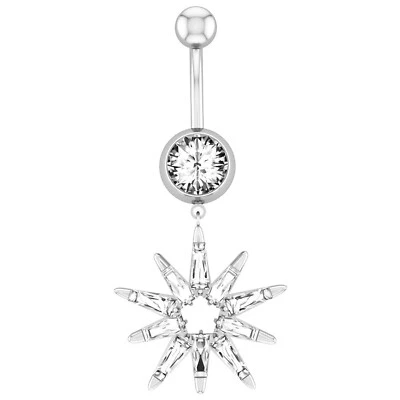 Anillo colgante ombligo circonita cúbica acero quirúrgico ombligo anillo barra piercing corporal 14G Foto 1 de 3