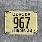 1944 Illinois Dealer License Plate Low Number 3 Three Digit 967 Auto Garage