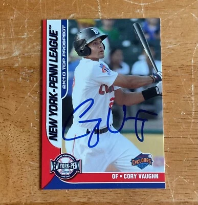 Cory Vaughn Signed Autograph 2010 NYPL Top Prospects MiLB Baseball Card - Image 1 of 2