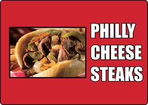 FILETES DE QUESO PHILLY - PUBLICIDAD EN TIENDA | Calcomanía de letrero de vinilo adhesivo - Imagen 1 de 3