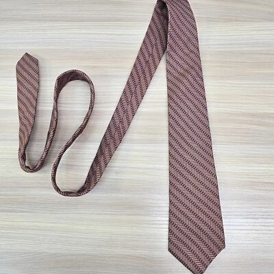 Corbata vintage años 90 para hombre CALVIN KLEIN marrón espiga italiana silenciosa diseñador de lujo Foto 1 de 4