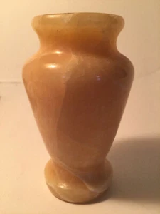 Vintage Carved Polished Alabaster Vase 5 inches Butterscotch and White swirl  - Picture 1 of 1