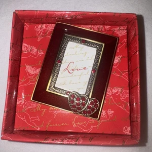 Mini Marco de Fotos Esmaltado Corazones de Cristal Rojo Compañía de Dos San Valentín Amor - Imagen 1 de 3