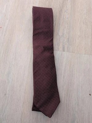 Corbata Canali marrón oscuro patrón pata de gallo hecha en Italia mezcla seda-lino Foto 1 de 4